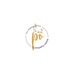 Initial letter PO beauty handwriting logo vector