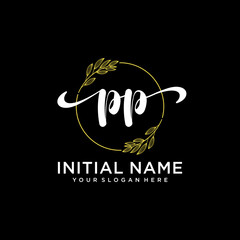 PP Initial handwriting logo vector. Hand lettering for designs.