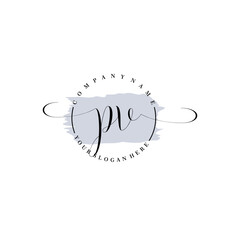 Obraz premium PV Initial handwriting logo vector. Hand lettering for designs.