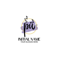 Initial letter PW beauty handwriting logo vector