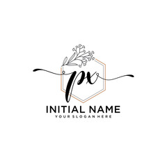 Initial letter PX beauty handwriting logo vector