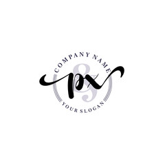PX Initial handwriting logo vector. Hand lettering for designs.