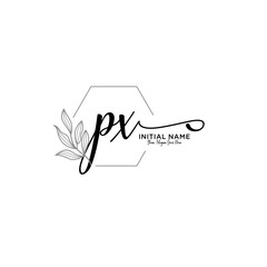 Initial letter PX beauty handwriting logo vector