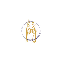 Initial letter PY beauty handwriting logo vector