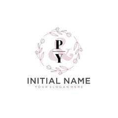 Obraz premium Initial letter PY beauty handwriting logo vector