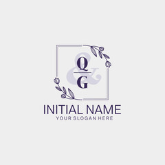 Initial letter QG beauty handwriting logo vector