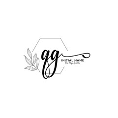 Initial letter QG beauty handwriting logo vector