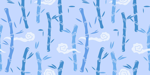 Abstract image of bamboo, vector seamless pattern in the style of doodles, hand drawn