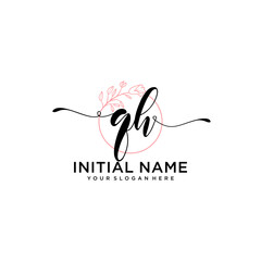 Initial letter QH beauty handwriting logo vector