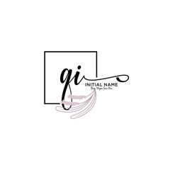 Initial letter QI beauty handwriting logo vector