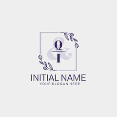Initial letter QI beauty handwriting logo vector