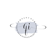 QI Initial handwriting logo vector. Hand lettering for designs.