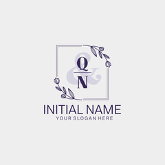 Initial letter QN beauty handwriting logo vector