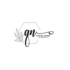 Initial letter QN beauty handwriting logo vector