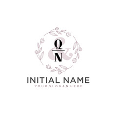 Initial letter QN beauty handwriting logo vector