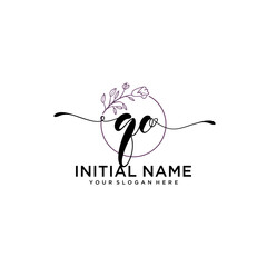 Initial letter QO beauty handwriting logo vector