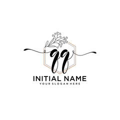 Initial letter QQ beauty handwriting logo vector