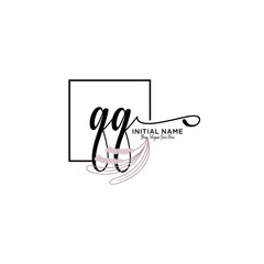 Initial letter QQ beauty handwriting logo vector