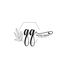 Initial letter QQ beauty handwriting logo vector