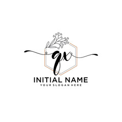 Initial letter QX beauty handwriting logo vector