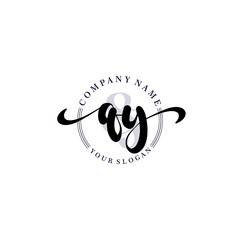 QY Initial handwriting logo vector. Hand lettering for designs.