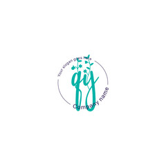Initial letter QY beauty handwriting logo vector