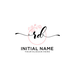 Initial letter RD beauty handwriting logo vector