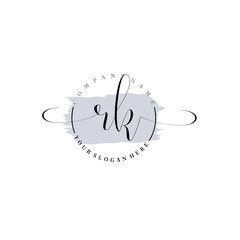 RK Initial handwriting logo vector. Hand lettering for designs.