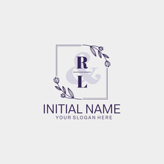 Fototapeta na wymiar Initial letter RL beauty handwriting logo vector