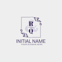 Initial letter RQ beauty handwriting logo vector