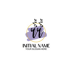 Initial letter RR beauty handwriting logo vector