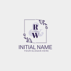 Initial letter RW beauty handwriting logo vector