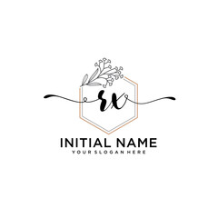 Initial letter RX beauty handwriting logo vector