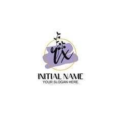 Initial letter RX beauty handwriting logo vector