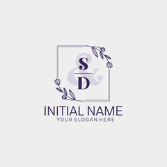 Initial letter SD beauty handwriting logo vector