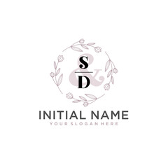 Initial letter SD beauty handwriting logo vector