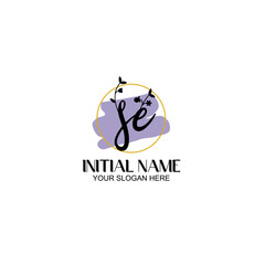 Initial letter SE beauty handwriting logo vector