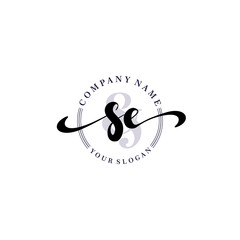 SE Initial handwriting logo vector. Hand lettering for designs.