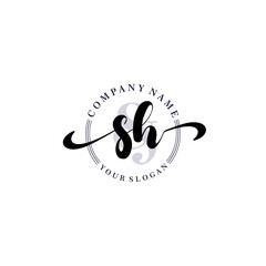SH Initial handwriting logo vector. Hand lettering for designs.