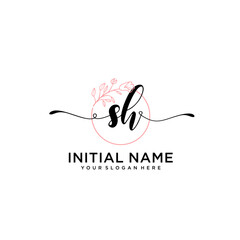 Initial letter SH beauty handwriting logo vector