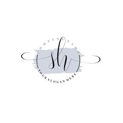 SH Initial handwriting logo vector. Hand lettering for designs.