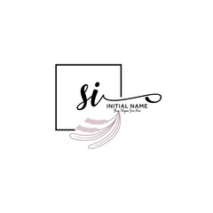Initial letter SI beauty handwriting logo vector