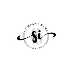 SI Initial handwriting logo vector. Hand lettering for designs.