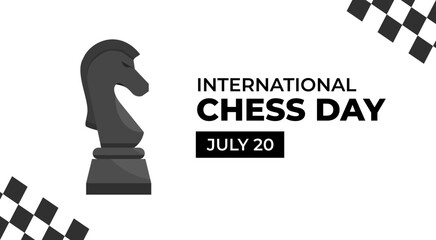 International World Chess Day Poster with Knight Pawn Game Figure Vector Illustration Concept 