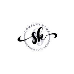SK Initial handwriting logo vector. Hand lettering for designs.