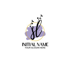Initial letter SL beauty handwriting logo vector