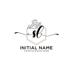 Initial letter SL beauty handwriting logo vector