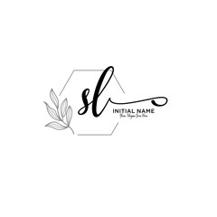 Initial letter SL beauty handwriting logo vector
