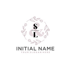 Initial letter SL beauty handwriting logo vector