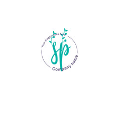 Initial letter SP beauty handwriting logo vector